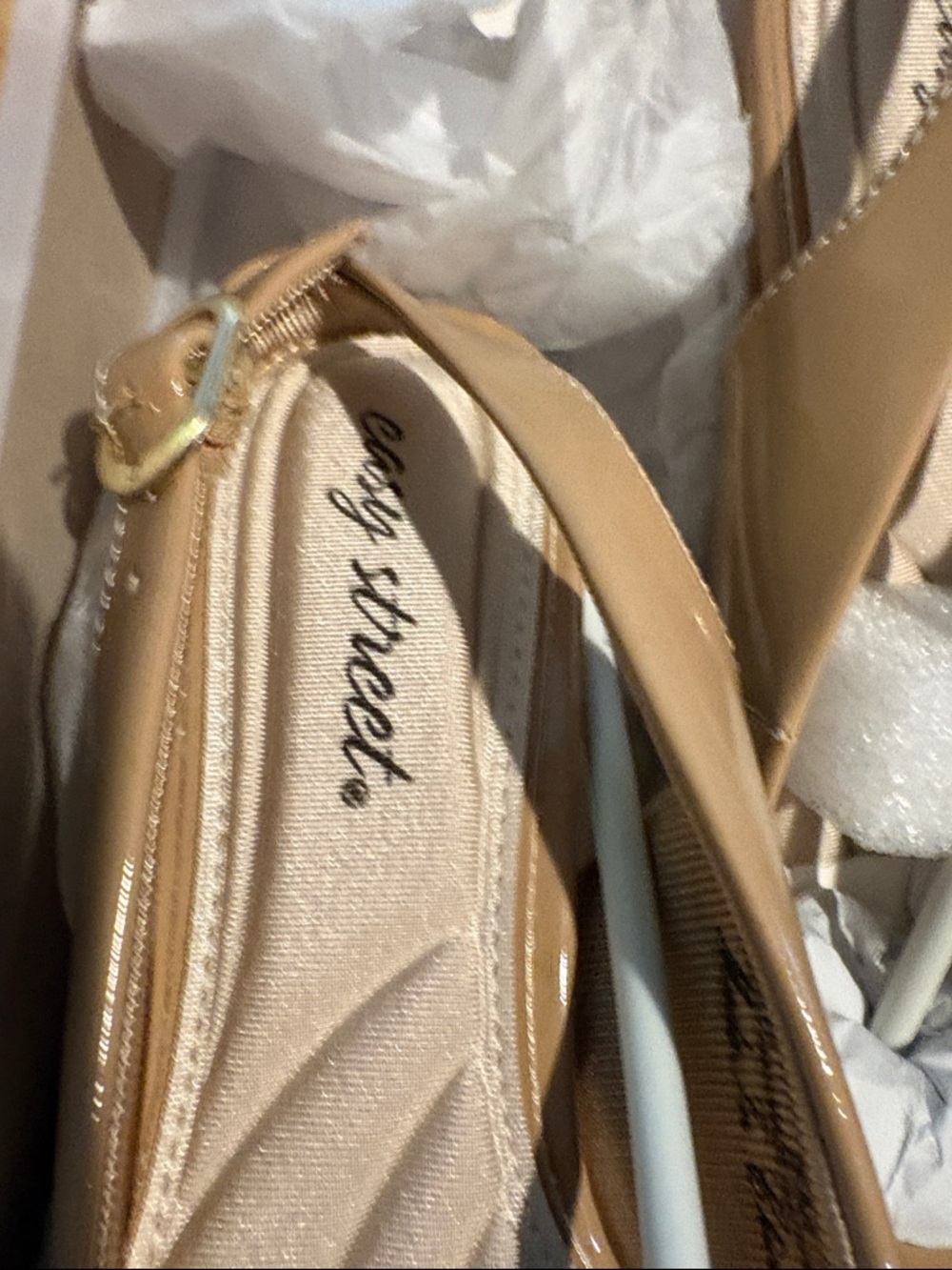 easy street Tan Patent Pointed-Toe Slingback Flats - Picture 3 of 6